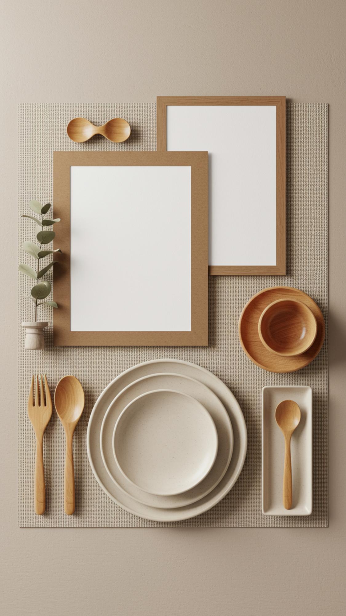Set of tasting menus on minimal plates